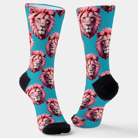 Rosa Löwenkopf-Tiermuster-Design Blau  Socken