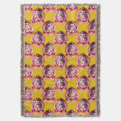 Rosa Löwenkopf-Tiermuster-Design Gelb Decke (Vorderseite Vertikal)