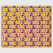 Rosa Löwenkopf-Tiermuster-Design Gelb Geschenkpapier (Flach)