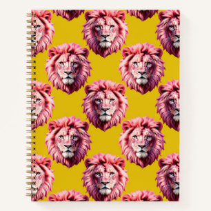 Rosa Löwenkopf-Tiermuster-Design Gelb Notizblock
