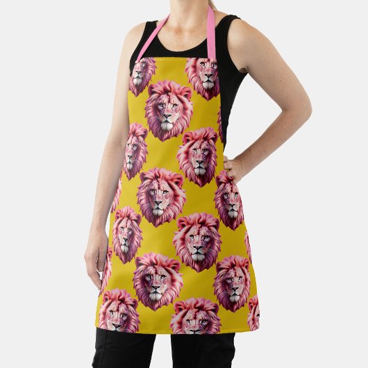 Rosa Löwenkopf-Tiermuster-Design Gelb  Schürze
