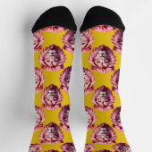 Rosa Löwenkopf-Tiermuster-Design Gelb Socken (Oben)