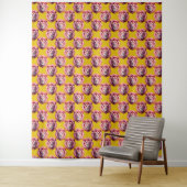 Rosa Löwenkopf-Tiermuster-Design Gelb Wandteppich (Beispiel)