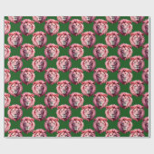 Rosa Löwenkopf-Tiermuster-Design Grün Geschenkpapier (Flach)