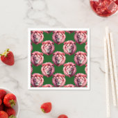 Rosa Löwenkopf-Tiermuster-Design Grün Serviette (Beispiel)