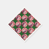Rosa Löwenkopf-Tiermuster-Design Grün Serviette (Ecke)