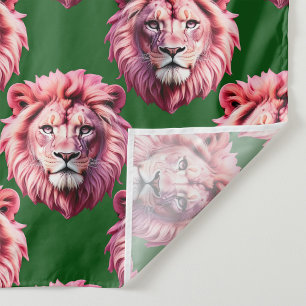 Rosa Löwenkopf-Tiermuster-Design Grün Stoff