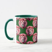 Rosa Löwenkopf-Tiermuster-Design Grün Tasse (Links)