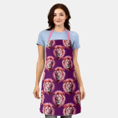 Rosa Löwenkopf-Tiermuster-Design Lila Schürze (Getragen)