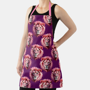 Rosa Löwenkopf-Tiermuster-Design Lila Schürze