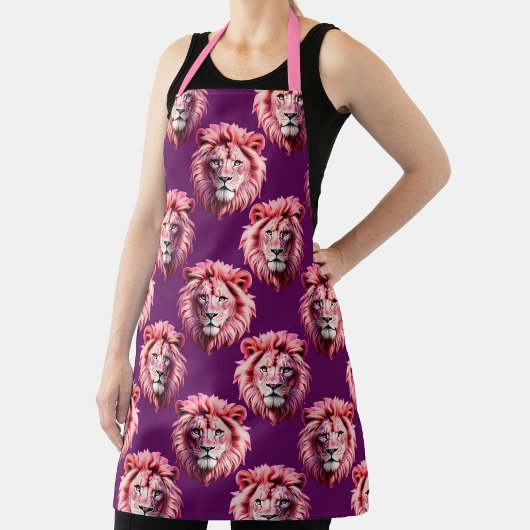Rosa Löwenkopf-Tiermuster-Design Lila Schürze