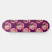 Rosa Löwenkopf-Tiermuster-Design Lila Skateboard (Horizontal)