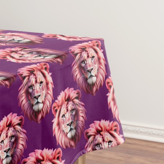 Rosa Löwenkopf-Tiermuster-Design Lila Tischdecke