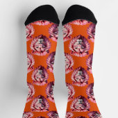 Rosa Löwenkopf-Tiermuster-Design Orange Socken (Oben)