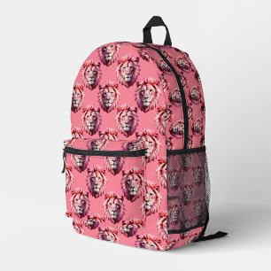 Rosa Löwenkopf-Tiermuster-Design Rosa Bedruckter Rucksack