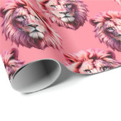 Rosa Löwenkopf-Tiermuster-Design Rosa Geschenkpapier (Rolleneckpunkt)