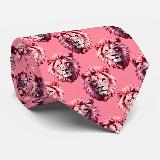 Rosa Löwenkopf-Tiermuster-Design Rosa  Krawatte