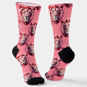Rosa Löwenkopf-Tiermuster-Design Rosa Socken