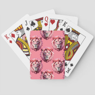 Rosa Löwenkopf-Tiermuster-Design Rosa Spielkarten