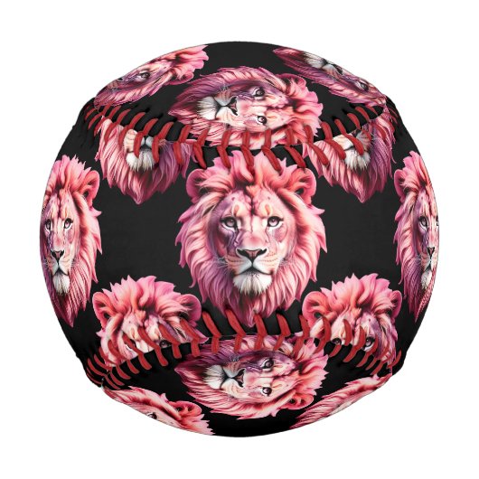 Rosa Löwenkopf-Tiermuster-Design - Schwarz Baseball (Vorderseite)