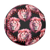 Rosa Löwenkopf-Tiermuster-Design - Schwarz Baseball (Vorderseite Links)
