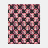 Rosa Löwenkopf-Tiermuster-Design - Schwarz Fleecedecke (Vorderseite)