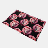 Rosa Löwenkopf-Tiermuster-Design - Schwarz  Fußmatte (Schrägansicht)