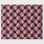 Rosa Löwenkopf-Tiermuster-Design - Schwarz Geschenkpapier (Flach)