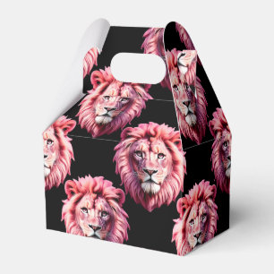 Rosa Löwenkopf-Tiermuster-Design - Schwarz Geschenkschachtel