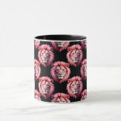 Rosa Löwenkopf-Tiermuster-Design - Schwarz Tasse (Zentrum)