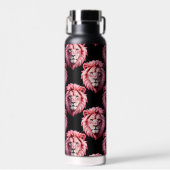 Rosa Löwenkopf-Tiermuster-Design - Schwarz  Trinkflasche (Vorne)