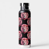 Rosa Löwenkopf-Tiermuster-Design - Schwarz  Trinkflasche (Links)