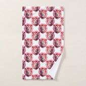 Rosa Löwenkopf-Tiermuster-Design Weiß Badhandtuch Set (Handtuch)