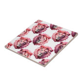 Rosa Löwenkopf-Tiermuster-Design Weiß Fliese (Seite)