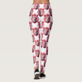 Rosa Löwenkopf-Tiermuster-Design Weiß Leggings (Rückseite)