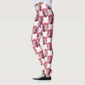 Rosa Löwenkopf-Tiermuster-Design Weiß Leggings (Links)