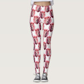 Rosa Löwenkopf-Tiermuster-Design Weiß Leggings (Vorderseite)