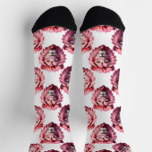 Rosa Löwenkopf-Tiermuster-Design Weiß Socken (Oben)