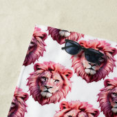 Rosa Löwenkopf Tiermuster Design Weiß Strandtuch (Beispiel)