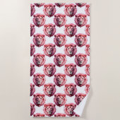 Rosa Löwenkopf Tiermuster Design Weiß Strandtuch (Vorderseite)