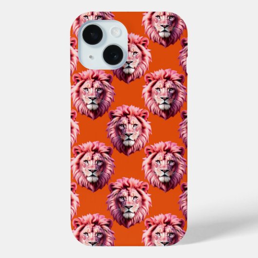 Rosa Löwenkopf-Tiermusterdesign Orange  Case-Mate iPhone Hülle (Rückseite)
