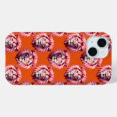 Rosa Löwenkopf-Tiermusterdesign Orange  Case-Mate iPhone Hülle (Rückseite (Horizontal))
