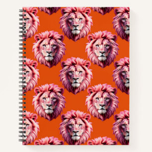 Rosa Löwenkopf-Tiermusterdesign Orange Notizblock
