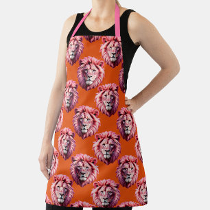 Rosa Löwenkopf-Tiermusterdesign Orange Schürze