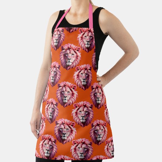 Rosa Löwenkopf-Tiermusterdesign Orange Schürze