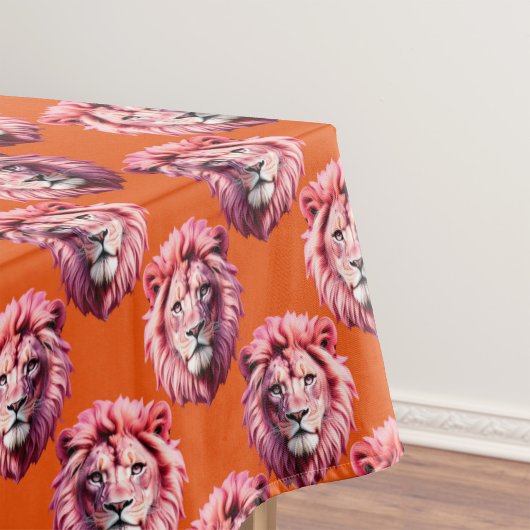Rosa Löwenkopf-Tiermusterdesign Orange  Tischdecke