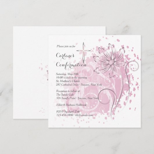 Rosa Löwenzahn-Einladung Einladung (Vorne/Hinten)