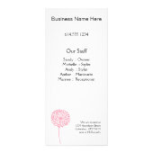 Rosa Löwenzahn hält Gestell-Karte instand Werbekarte (Hinten)