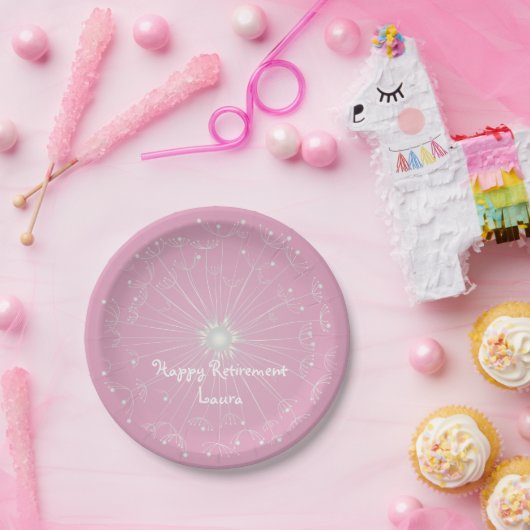 Rosa Löwenzahn-Ruhestands-Party-Teller Pappteller (Party)
