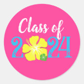 Rosa Luau Tropischer Abschluss Rundkleber Runder Aufkleber (Vorderseite)